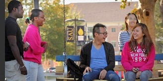 International student gather on the mall