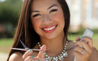 Marissa Aranda ready for head shaving event