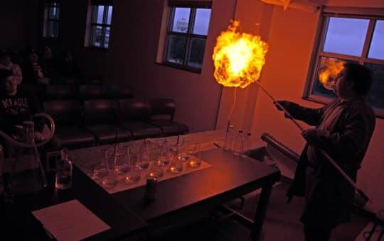 The Department of Biochemistry and Chemistry hosts students from area schools several times throughout the year to do some exciting chemical demonstrations as well as to talk about the career options that are available to them in chemistry.